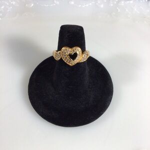 Cubic Zirconia Pave Heart Gold Fashion Ring - Size 9
